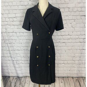 Monteau Black Double-Breasted Midi Dress